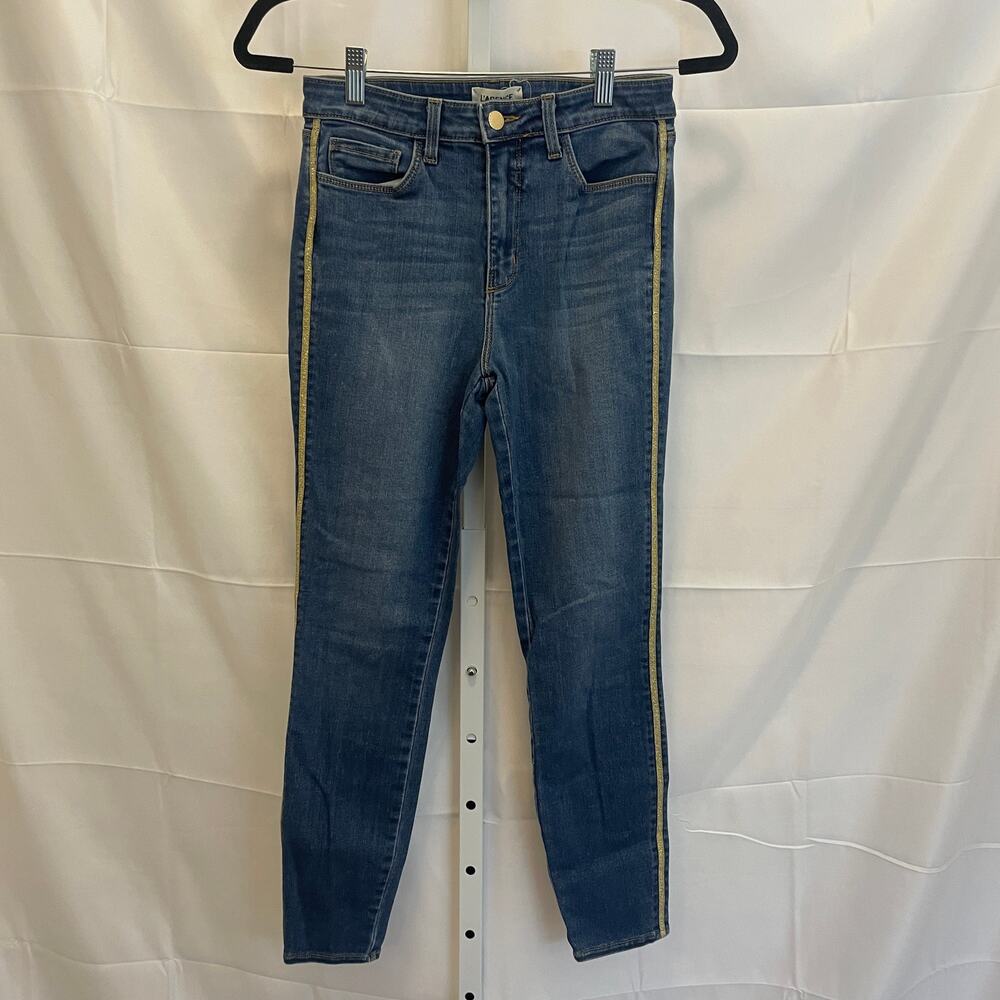 L'Agence Margot Skinny High Rise - Women Size 27 - Blue with Gold
